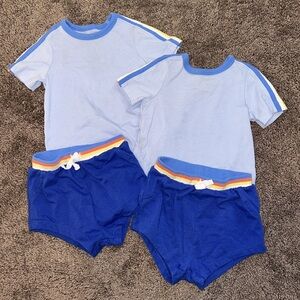 Baby 18m striped blue two piece shorts set matching twin set!